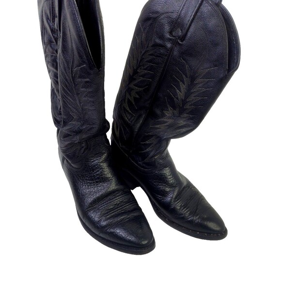 Vintage Dan Post Boots Mens Sz 8.5D  Black Leather Western Cowboy Work #507159 - Picture 1 of 14